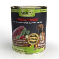 AgilaFIT Jägerspfanne, Premium Hunde Nassfutter Getreidefrei,100% ausgewogen mit feinem Rind,Preiselbeeren,Kräuter & Zucchini, 6er Pack 6x800g