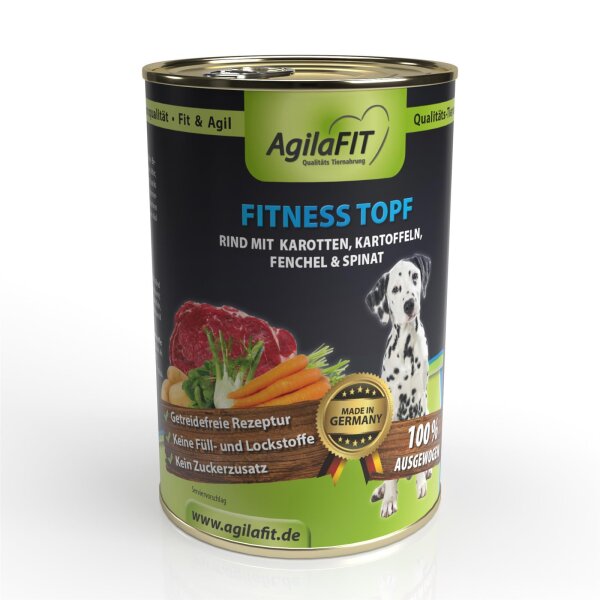 Fitnesstopf, Hunde Nassfutter Getreidefrei 400g, 6 Stück