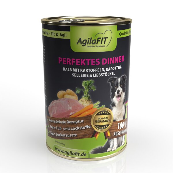Perfektes Dinner, Hunde Nassfutter Getreidefrei 400g 6 Stück